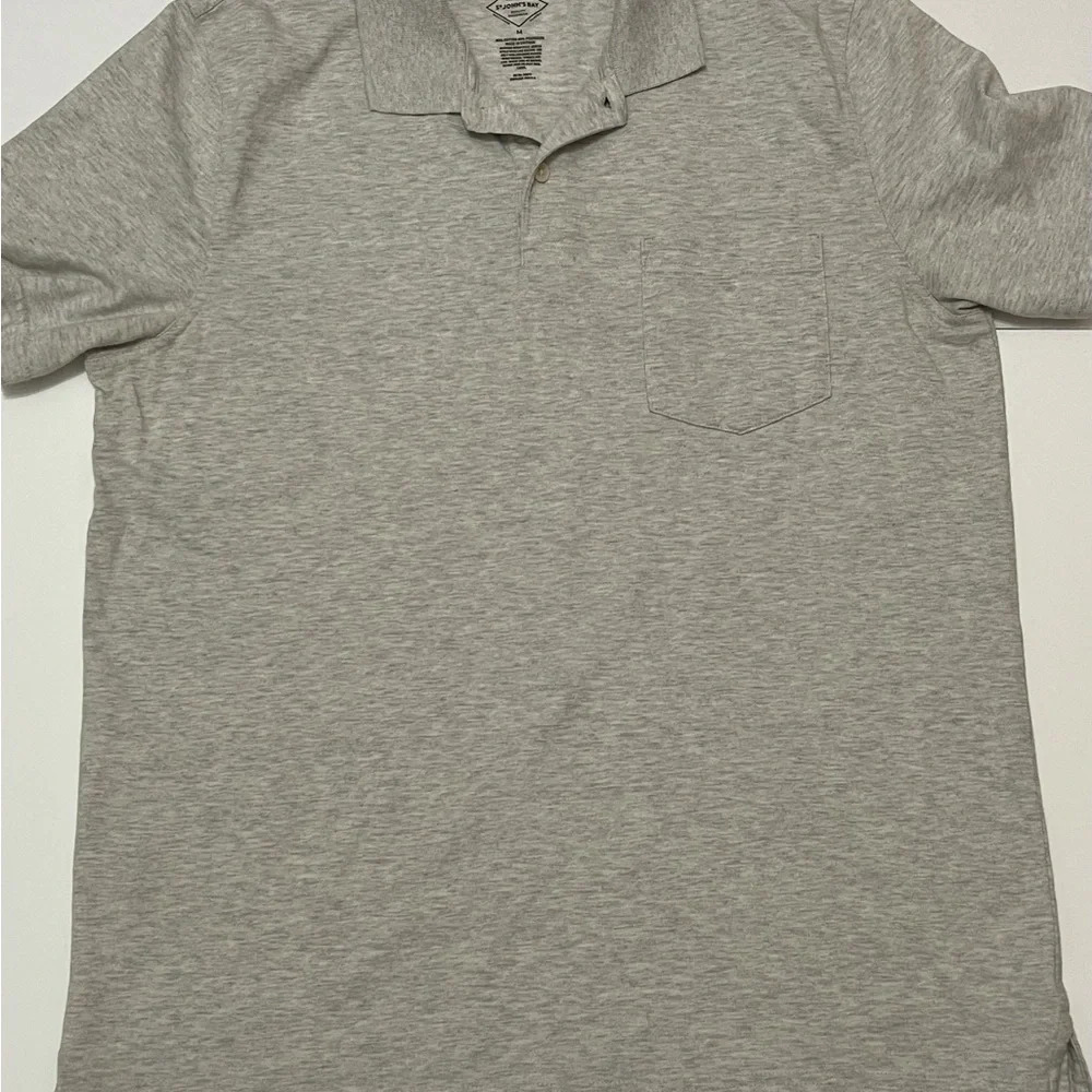 St. John's Bay Jersey Mens Classic Fit Short Sleeve Pocket Polo Shirt sz M Gray